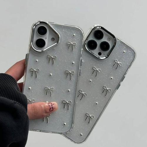 Transparent Bow Glittery Shimmer Case